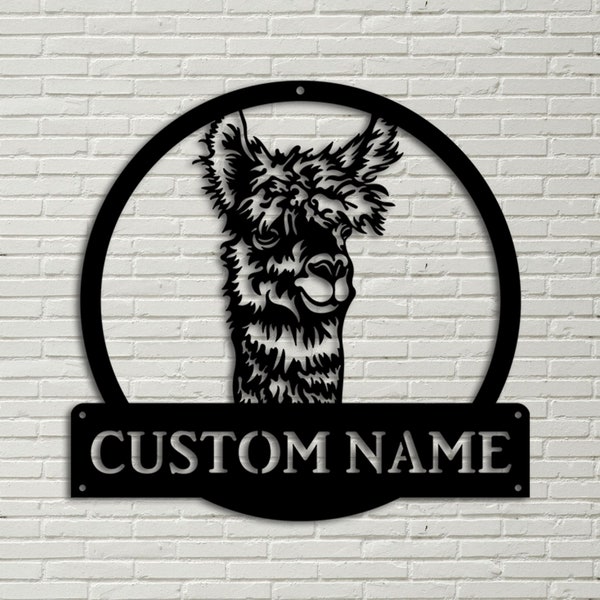 Personalized llama Animal Monogram Metal Sign Art, Custom llama Metal Sign, llama Animal Lover Sign, Llama sign Decoration , llama name sign