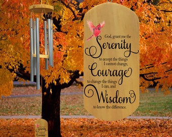 Memorial Wind Chime, God Grant Me The Serenity to Accept The Things I Cannot Change Wind Chime, Cardinal Wind Chime, Remembrance Wind Chime
