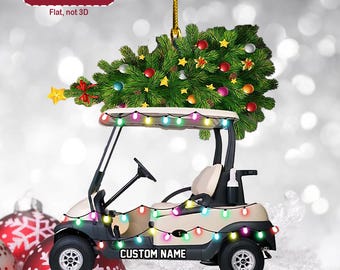 Personalized Golf Cart Christmas Tree Ornament, Christmas Golf Ornament, Golf Lover Ornament, Custom Golf Cart, Christmas Gift For Golfer