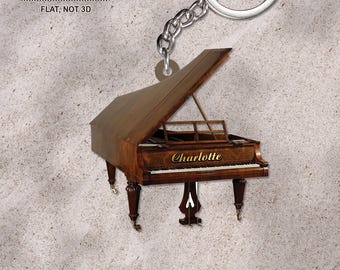 Platte 2D-sleutelhanger piano, cadeau pianoliefhebber, cadeau muzikant, aangepaste pianosleutelhanger, sleutelhanger pianopianist