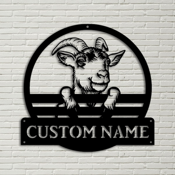 Personalized Goat Farm Monogram Metal Sign Art, Custom Goat Farmer Metal Sign, Farmer Lover Sign Decoration For Living Room