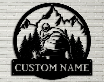 Personalized Snowmobiling Monogram Metal Sign Art, Snowmobiling Metal Sign, Housewarming Outdoor Metal
