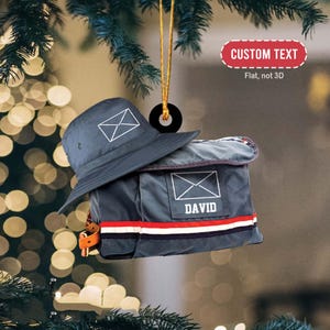 Adorno plano 2D personalizado de trabajador postal, adorno personalizado de trabajador postal, regalo de Navidad para cartero, regalo de cartero