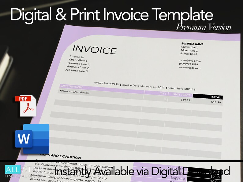 Printable Invoice Template Order Form Business Invoice Word Invoice ...