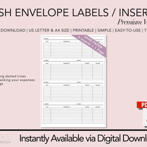 Cash Envelope Inserts Template | Dave Ramsey Expense Tracker Labels ...