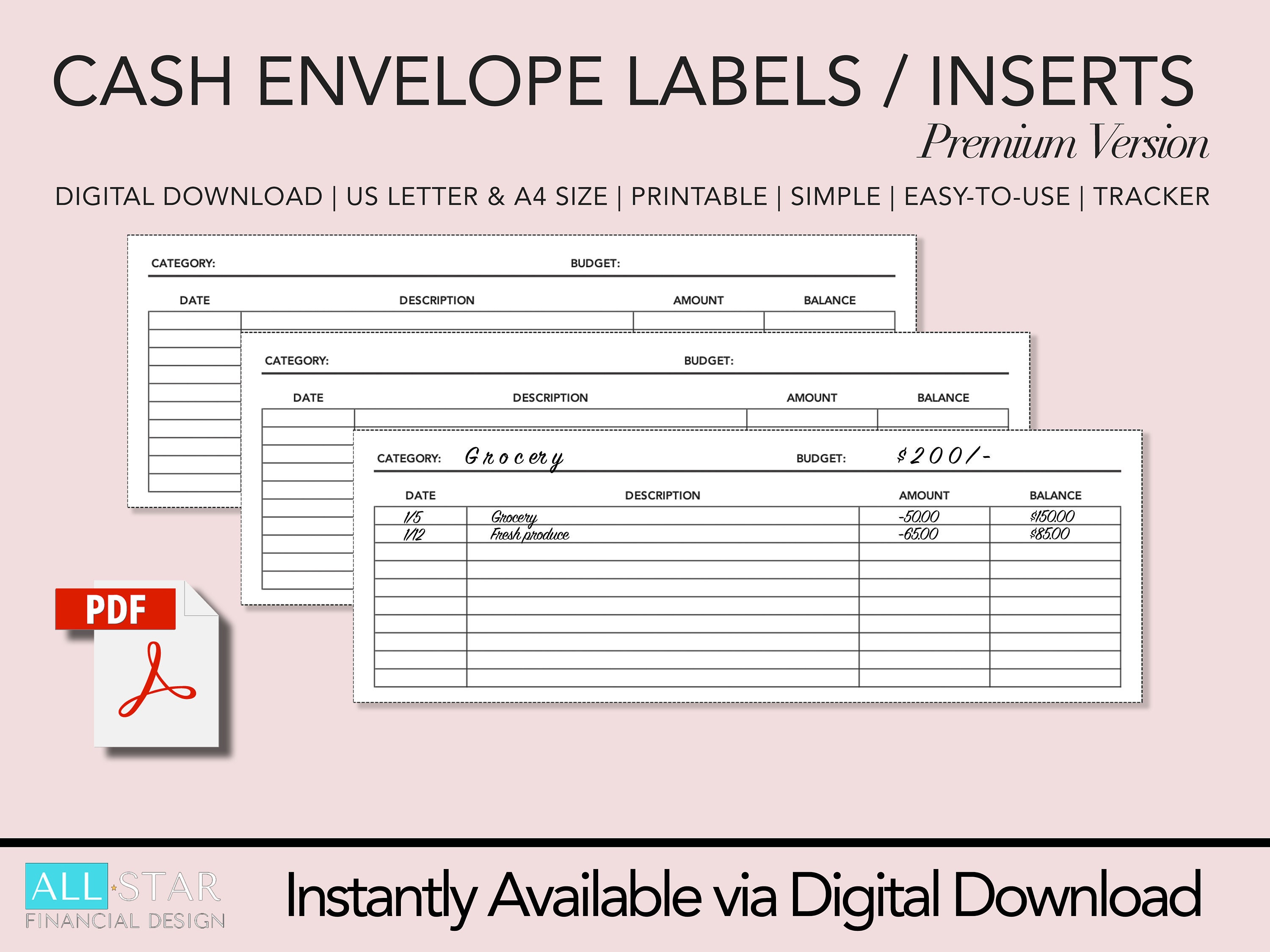 cash envelope inserts