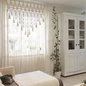 Macrame Door Curtain | large Wedding Backdrop Wall Hanging Tapestry white | Macrame Window Curtain | Outdoor backyard Party Home Decor