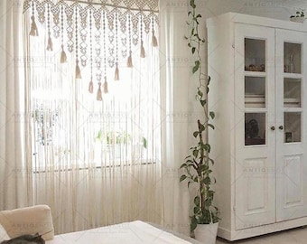 Macrame Door Curtain | large Wedding Backdrop Wall Hanging Tapestry white | Macrame Window Curtain | Outdoor backyard Party Home Decor