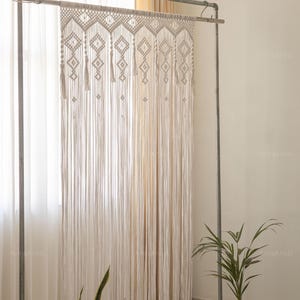 Boho Macrame Door Curtain Panel | Handmade Cotton Window Treatment | Bohemian Room Divider | Large Macrame Wall Hanging Decor