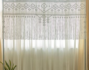Cortina de puerta de macramé bohemio / Separador de ambientes bohemio de algodón hecho a mano
