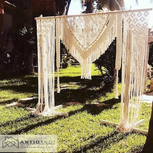 Large macrame Wedding Backdrop Wall Hanging Tapestry white | Macrame Door Curtain | macrame Window Curtain | boho Party Decor