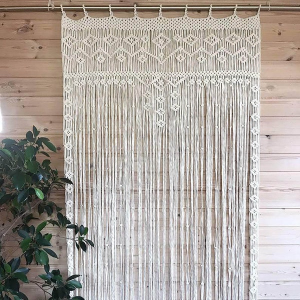 Macrame Door Curtain | large Wedding Backdrop Wall Hanging Tapestry white | Macrame Window Curtain | Outdoor backyard Party Home Decor