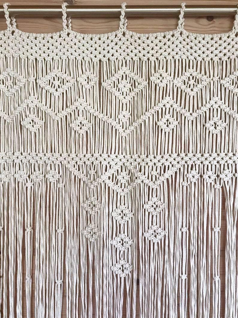 Macrame Door Curtain | large Wedding Backdrop Wall Hanging Tapestry white | Macrame Window Curtain | Outdoor backyard Party Home Decor image 2
