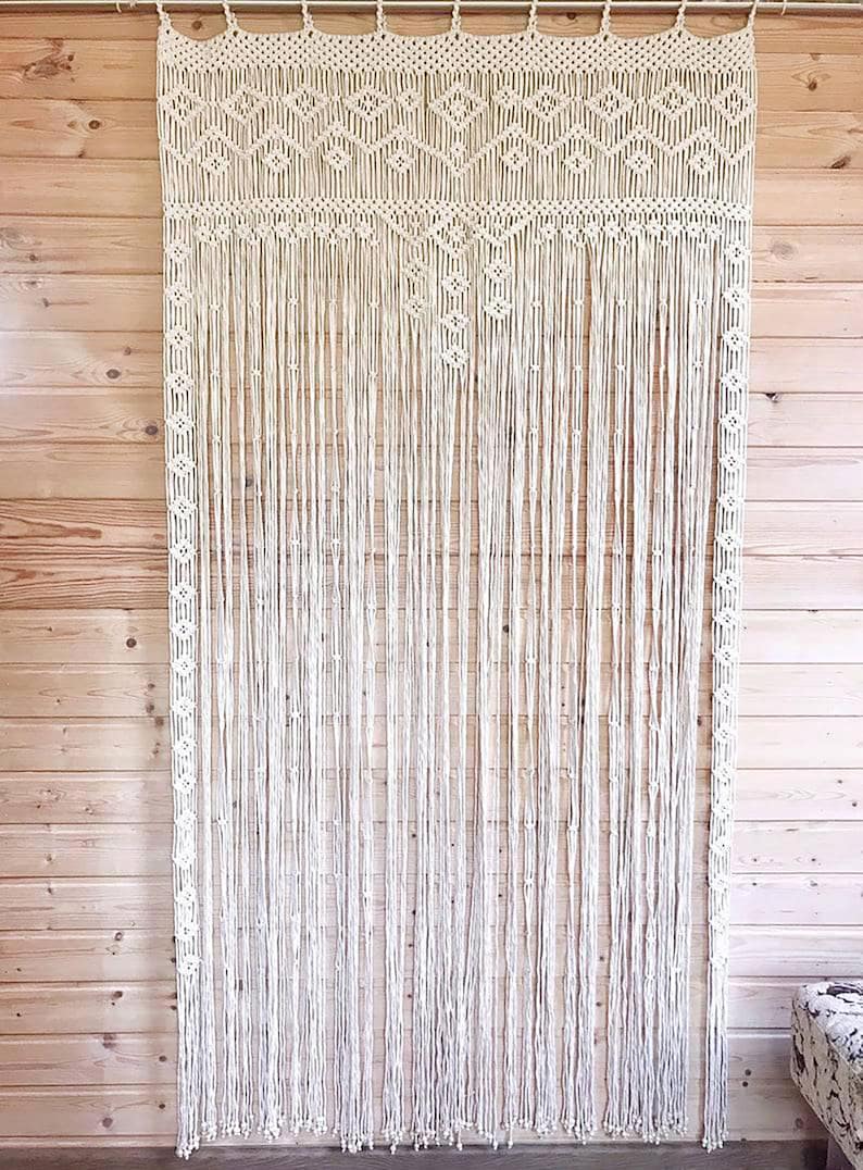 Macrame Door Curtain | large Wedding Backdrop Wall Hanging Tapestry white | Macrame Window Curtain | Outdoor backyard Party Home Decor image 4