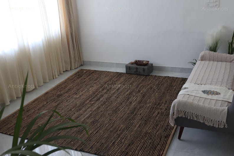 Tie-Dye Jute Area Rug | Chunky Minimalist Runner image 2
