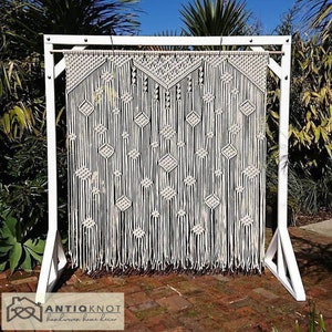 Macrame Door Curtain | large Wedding Backdrop Wall Hanging Tapestry white | Macrame Window Curtain | Outdoor backyard Party Home Decor