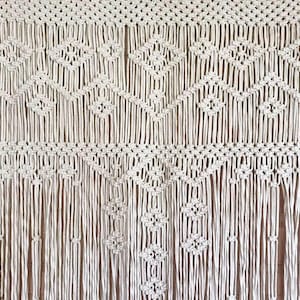Macrame Door Curtain large Wedding Backdrop Wall Hanging Tapestry white Macrame Window Curtain Outdoor backyard Party Home Decor image 3