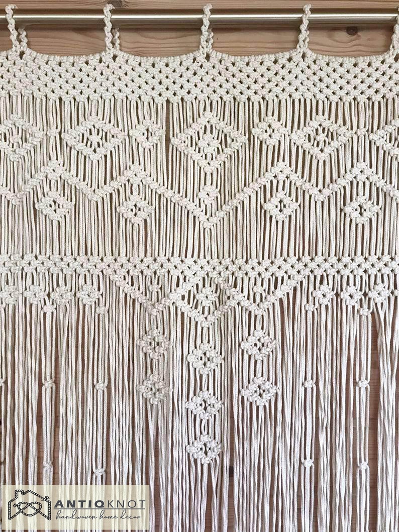 Macrame Door Curtain large Wedding Backdrop Wall Hanging Tapestry white Macrame Window Curtain Outdoor backyard Party Home Decor image 3