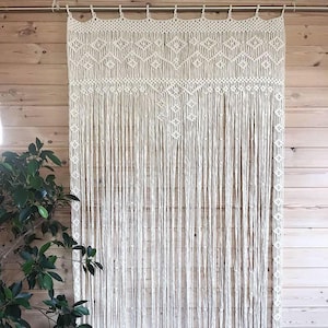 マクラメドアカーテン | 大きなウェディング背景壁掛けタペストリー ホワイト | マクラメ窓カーテン | 屋外裏庭パーティーホームデコレーション