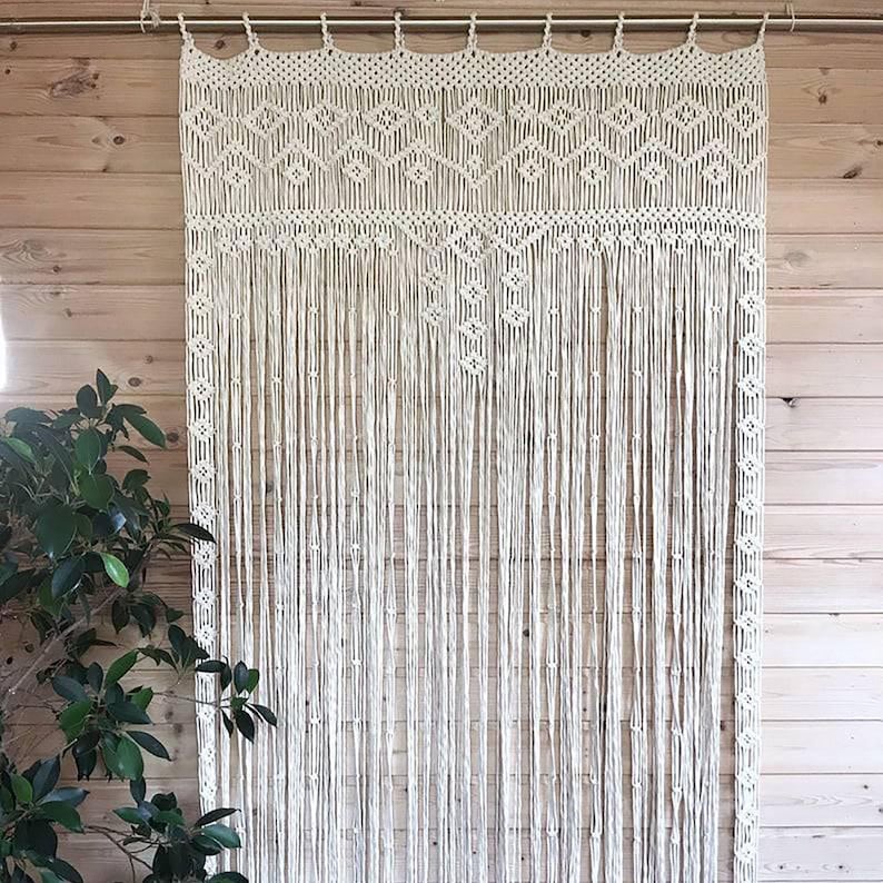 Macrame Door Curtain | large Wedding Backdrop Wall Hanging Tapestry white | Macrame Window Curtain | Outdoor backyard Party Home Decor image 1