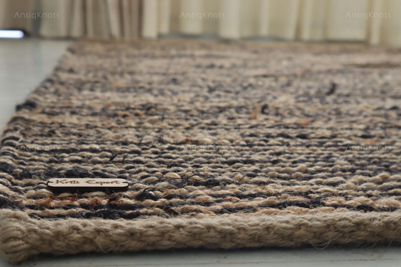 Tie-Dye Jute Area Rug | Chunky Minimalist Runner image 1