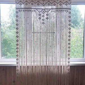 Macrame Door Curtain large Wedding Backdrop Wall Hanging Tapestry white Macrame Window Curtain Outdoor backyard Party Home Decor image 2