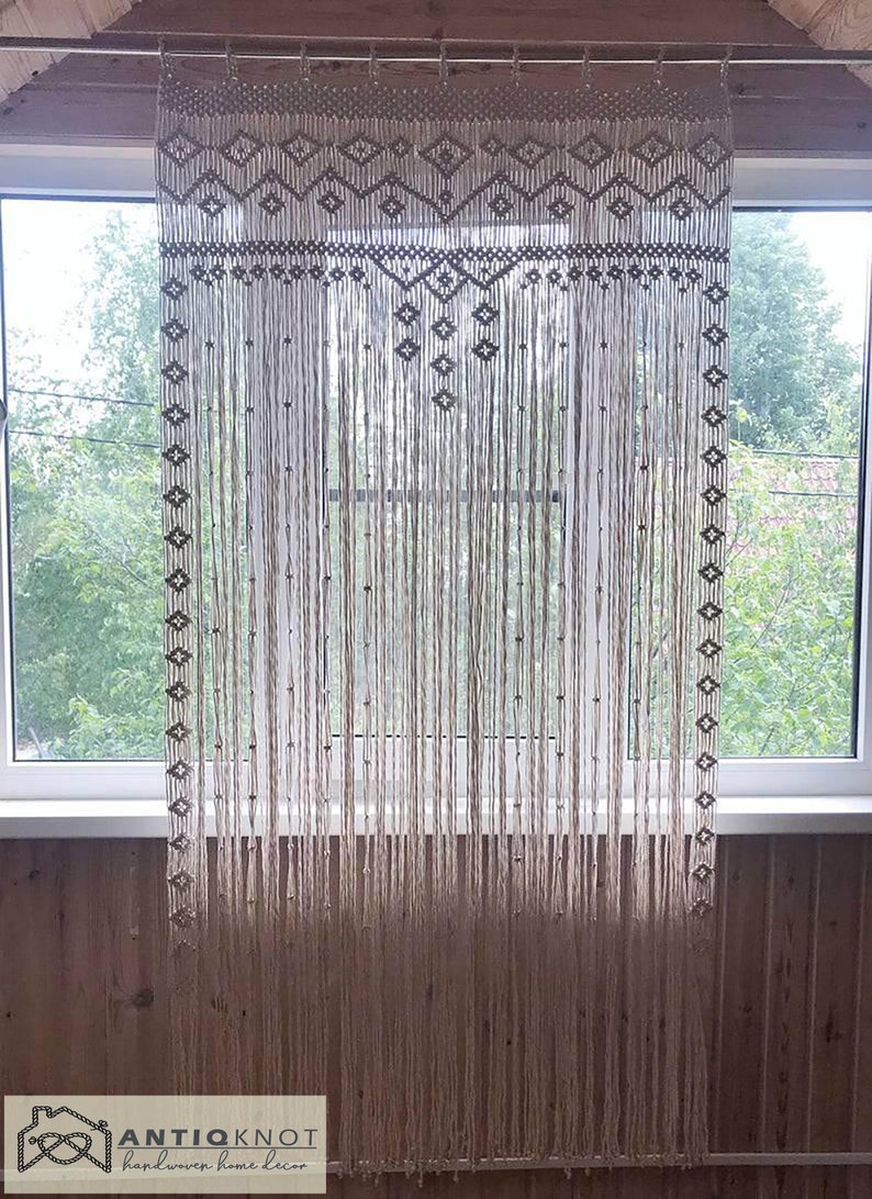 Macrame Door Curtain large Wedding Backdrop Wall Hanging Tapestry white Macrame Window Curtain Outdoor backyard Party Home Decor image 2