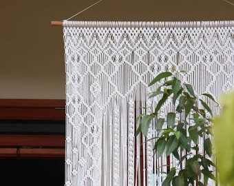 Macrame Door Curtain | large Wedding Backdrop Wall Hanging Tapestry white | Macrame Window Curtain | Outdoor backyard Party Home Decor
