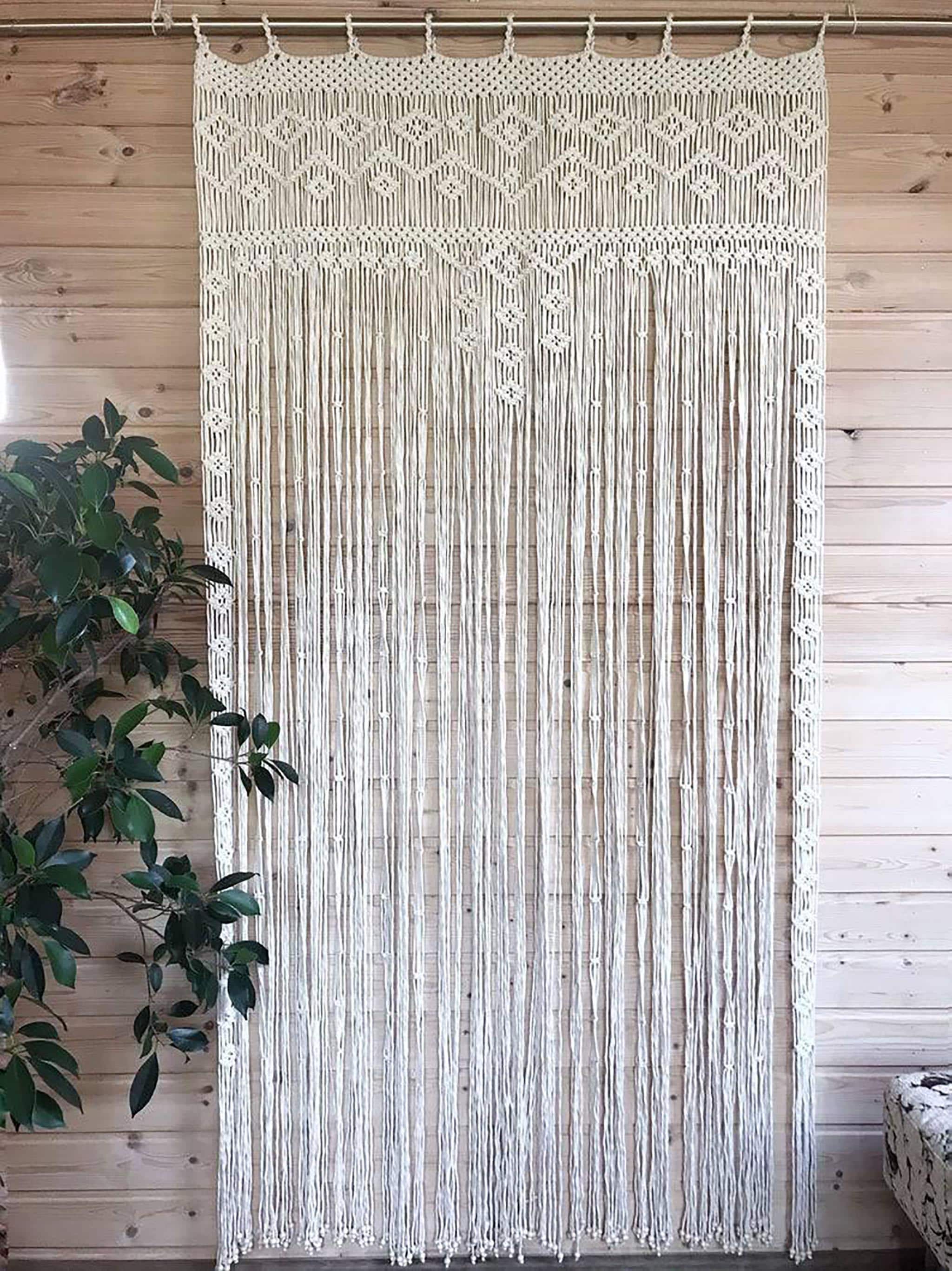 Macrame Door Curtain | large Wedding Backdrop Wall Hanging Tapestry white | Macrame Window Curtain | Outdoor backyard Party Home Decor