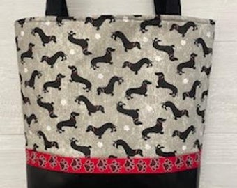 Dachshunds' Purse with a Vinyl Bottom