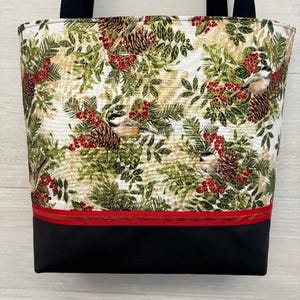 Chickadees Fabric Purse with a Vinyl Bottom