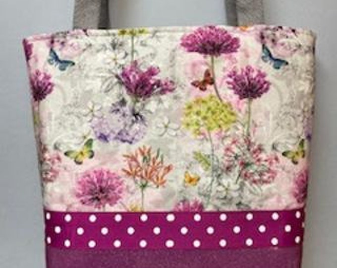 Pink Flowers Purse With a Vinyl Bottom Etsy