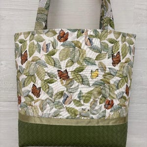 Butterflies and Leaves Fabric Purse with a Vinyl Bottom
