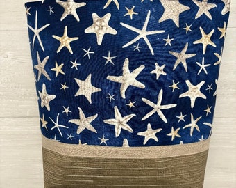 Starfish Fabric Purse with a Vinyl Bottom