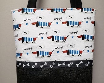 Dachshunds in Sweaters Purse with a Vinyl Bottom