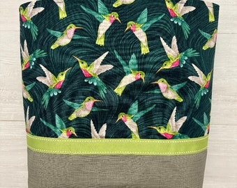 Hummingbirds Fabric Purse with a Vinyl Bottom