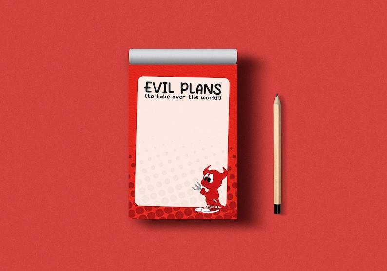 Evil Plans A6 Notepad | Funny Stationery Gift
