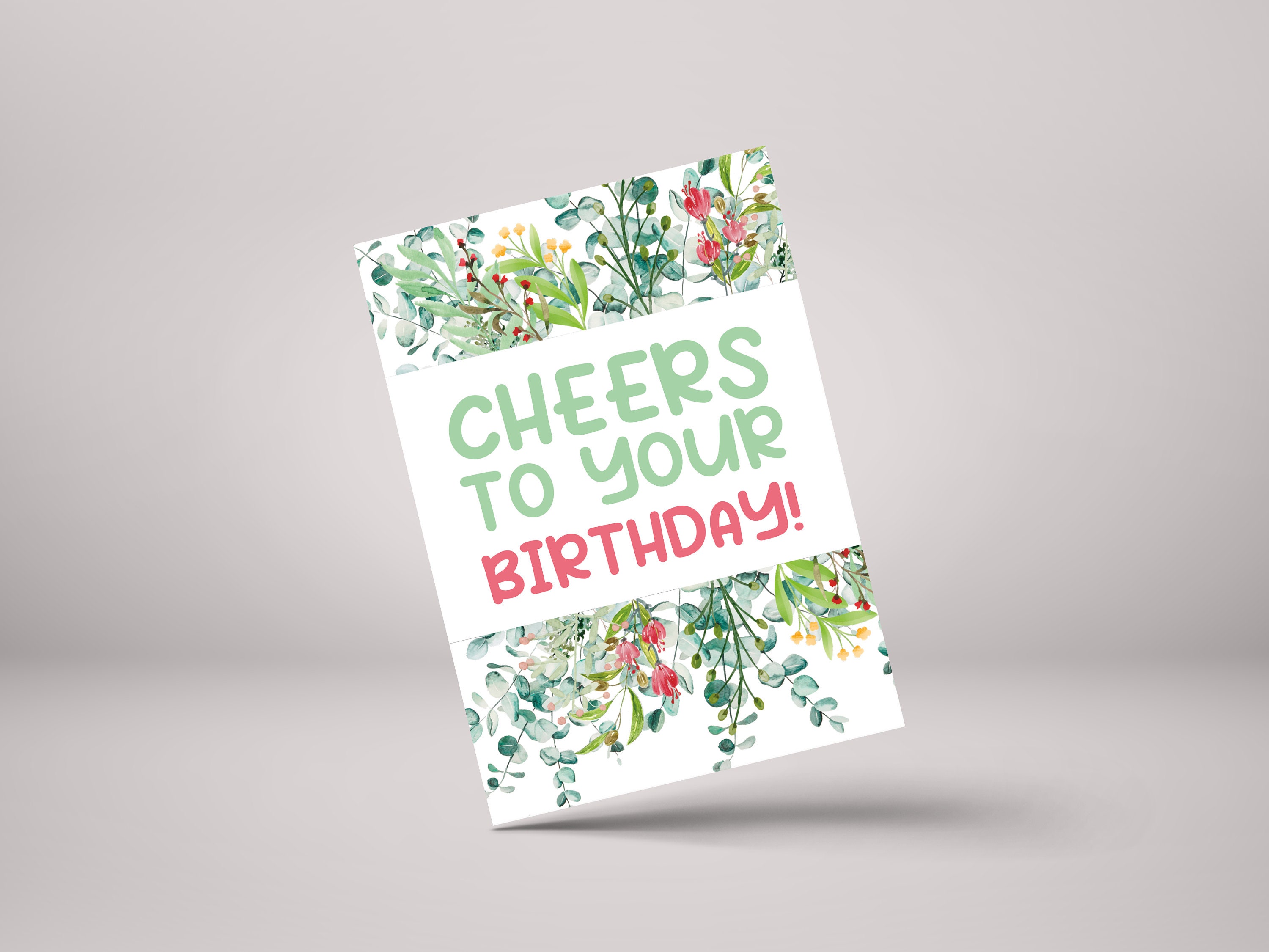 Personalised Birthday Card, Flowers Design, Custom Greeting Card