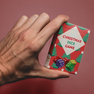 Jogo de Dados de Natal - 42 Cartas de Jogo + 10 Certificados (Jogo para Adultos/Família, Jogo de Cartas de Natal e Jogos de Férias)
