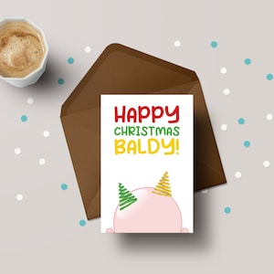 Joyeux Noël Baldy! - Carte de vœux de Noël personnalisée Funny Bald - GCXM01