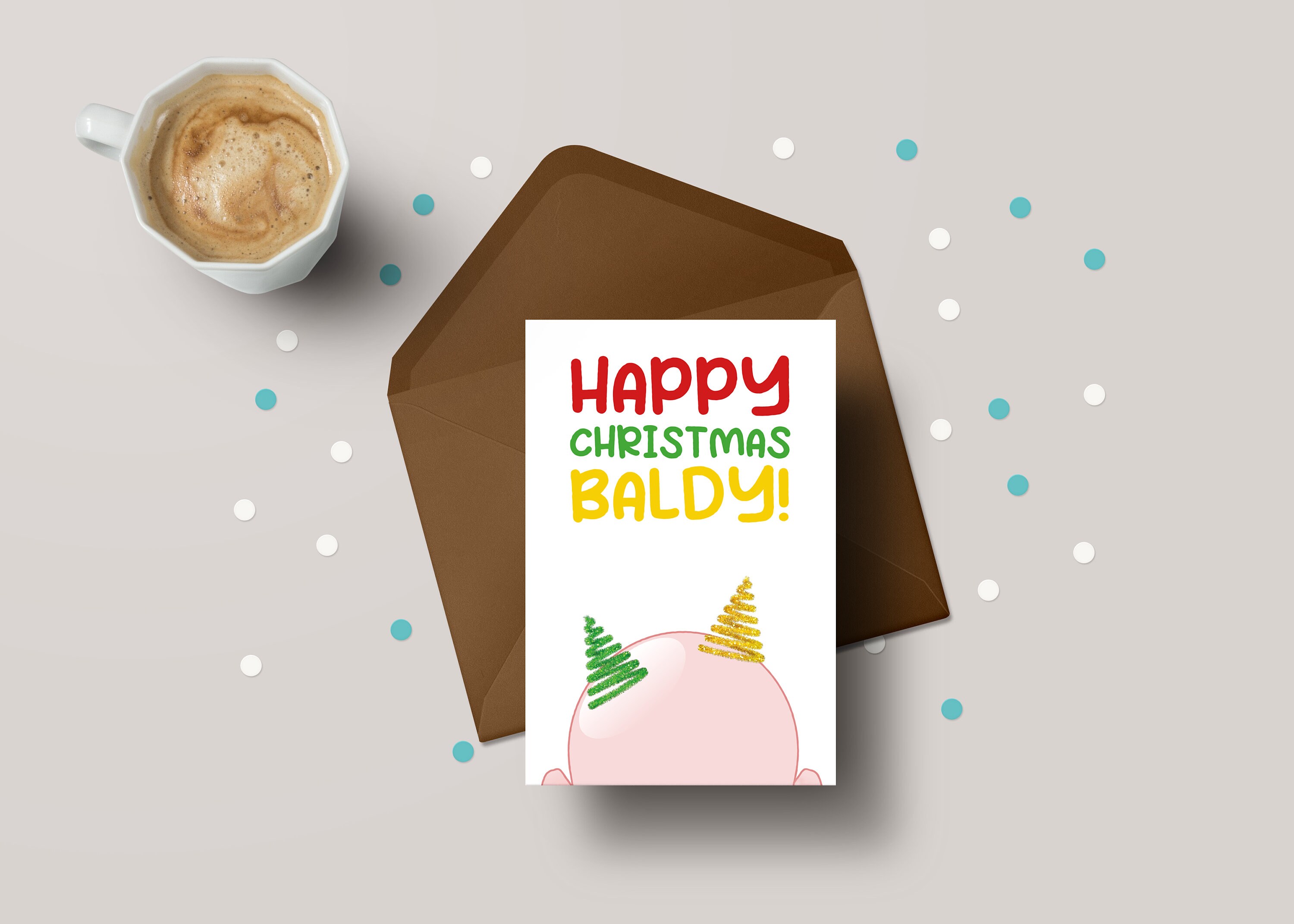 Baldy Christmas Card - Funny & Personalised Xmas Greeting