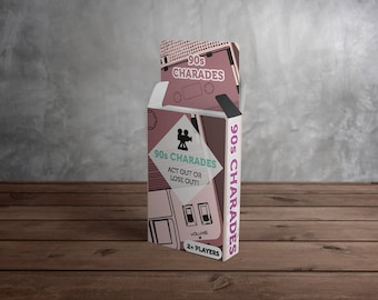 Juego de charadas/décadas de los 90: 52 cartas con 96 avisos divertidos (charadas para adultos/familia, juegos de Navidad y juegos de vacaciones)