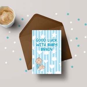 ¡Buena suerte con Baby Brain! - Tarjeta de felicitación de embarazo / baby shower - GC04