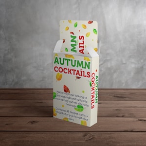 Autumn Cocktail Recipe Cards - Cocktail Making Card Pack with 52 Options - Date Night / Party