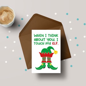 Quando penso em você, toco meu elfo! - Cartão de Natal personalizado engraçado