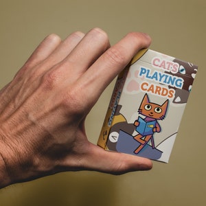 Modern Colourful Cat Playing Cards - 52 Playing Cards - Card Pack, Stocking Filler / Birthday Present