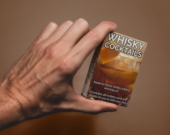 Whisky Cocktail Recipe Cards - Cocktail Making Card Pack with 52 Options - Date Night / Party