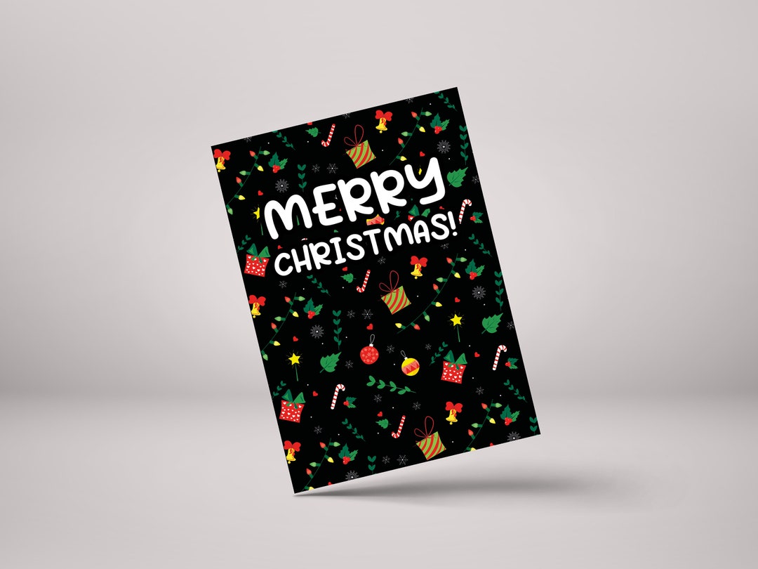 Merry Christmas Black Pattern! - Personalised Christmas Greeting Card ...