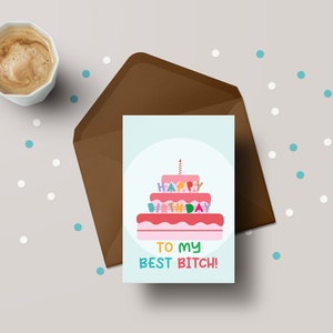 Feliz aniversário para minha melhor cadela! - Cartão de aniversário de melhor amiga - GC06