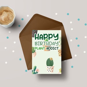 ¡Feliz cumpleaños adicto a las plantas! - Tarjeta de felicitación de cumpleaños de Plant Lover - GC05